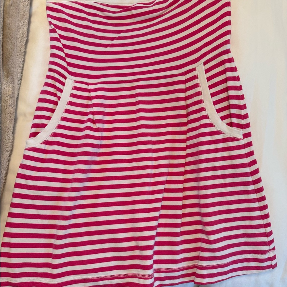 Striped Pink and White Strapless dress